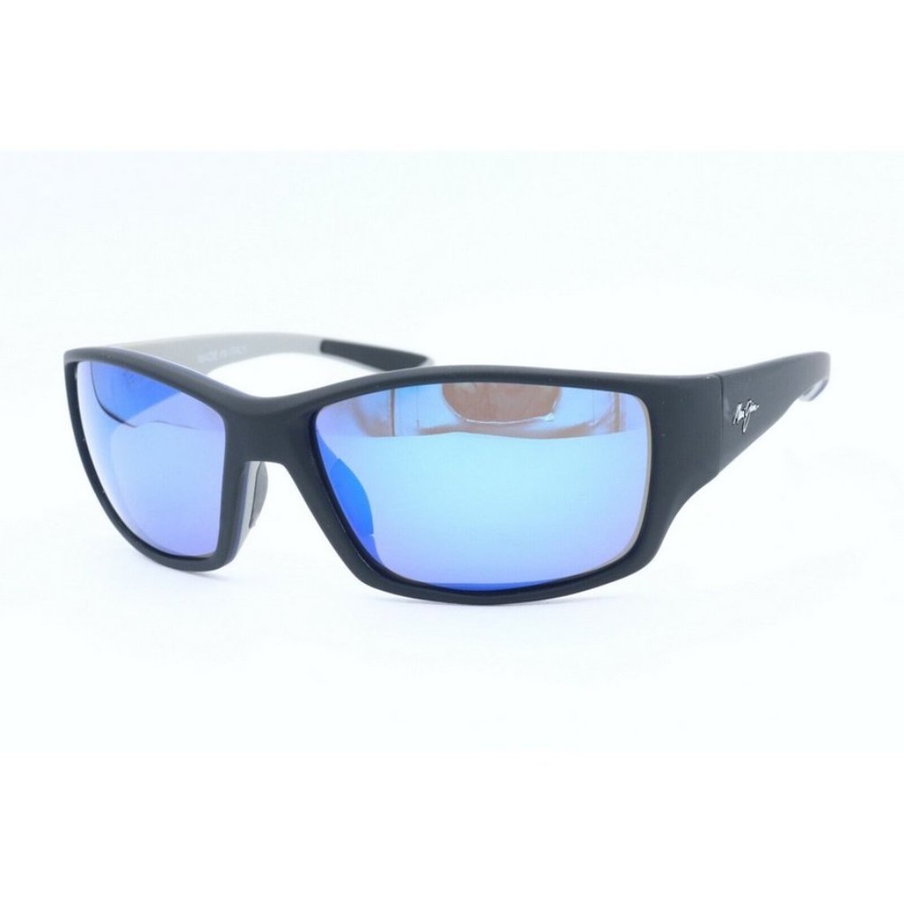 Maui Jim Local Kine MJ 810-53B Wrap Black Sunglasses Polarized Blue Lenses 61mm